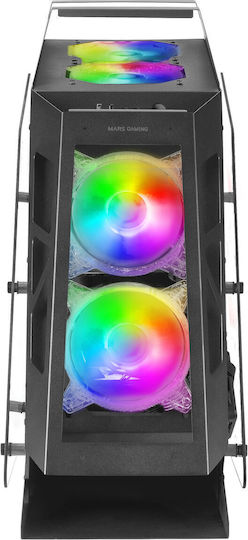 Mars Gaming MC61 Premium Compact Gaming Voller Turm Computergehäuse mit RGB-Beleuchtung Schwarz