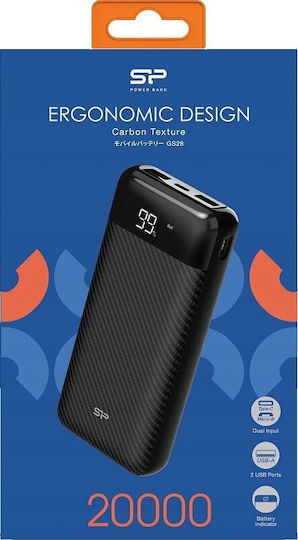Silicon Power GS28 Power Bank 20000mAh με 2 Θύρες USB-A Μαύρο