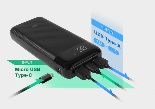 Silicon Power GS28 Power Bank 20000mAh με 2 Θύρες USB-A Μαύρο