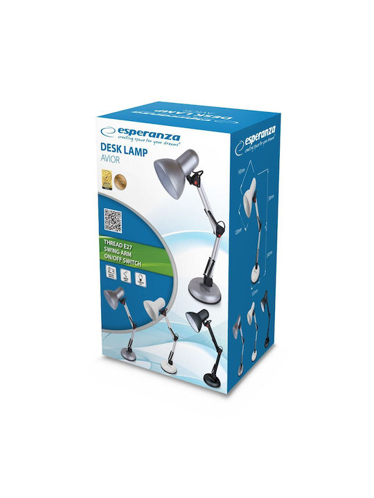 Esperanza Avior Office Lamp with Foldable Arm for Socket E27 in Black Color