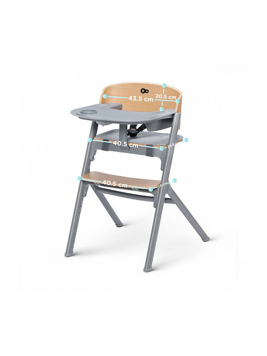 Kinderkraft Livy Καρεκλάκι Φαγητού με Ρυθμιζόμενο Ύψος Wooden/Gray