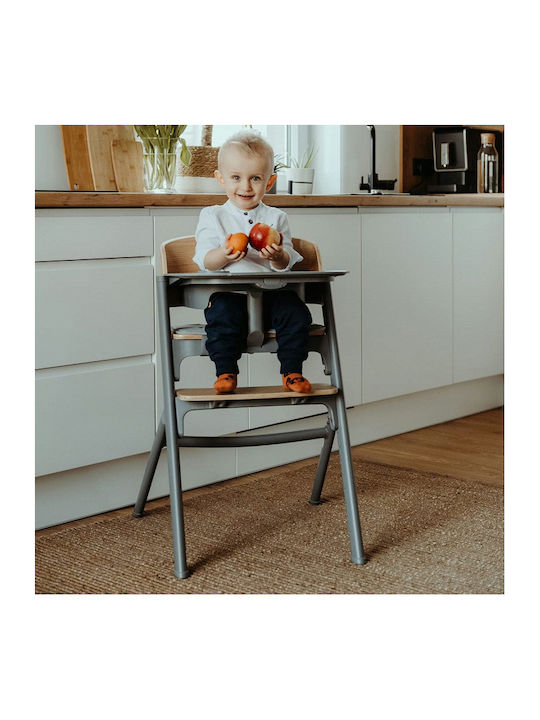 Kinderkraft Livy Highchair & Wooden Seat Wooden/Gray