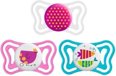 Chicco Pacifiers Silicone Fish/Chicken Pink-Blue for 16-36 months 2pcs