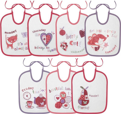 Lorelli 7 Days Bib Fabric with Lace Band Small With Ties Girl 7pcs