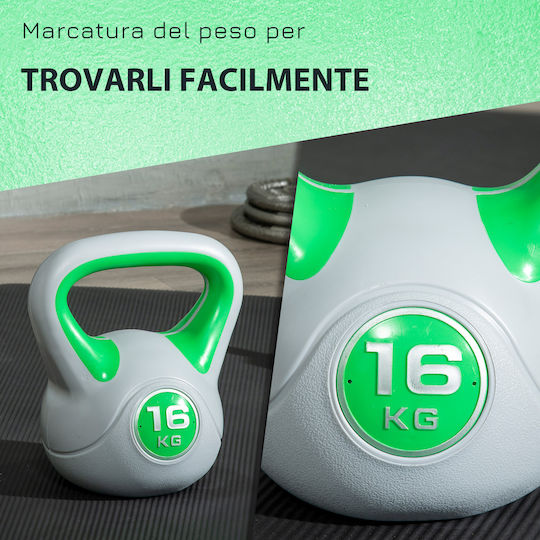 Sportnow A91-255V07GN Kettlebell от PVC 16кг Зелен