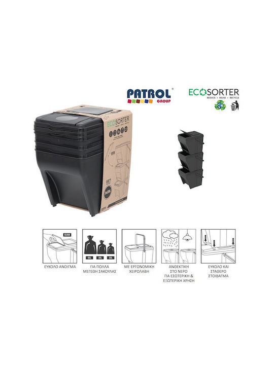 Patrol Eco Waste Bin Recycling Plastic Black 25lt 1pcs