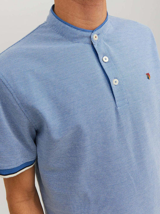 Kurzarm Herrenbluse Blau