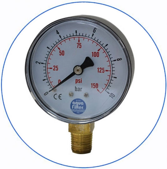 Aqua Filter Central Supply Water Filter System BBPS20 with Manometer , 1'' Inlet/Outlet, with 20" Big-Blue Replacement Filter Aqua Filter FCPS Polypropylene 5μm BBPS20