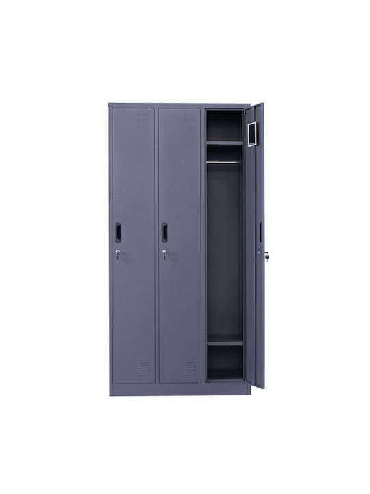 Metallischer Galvanisierter Außenschrank mit Verriegelungsfunktion mit 3 Türen Anthrazit Matt Ohne Füße 90x45x185cm