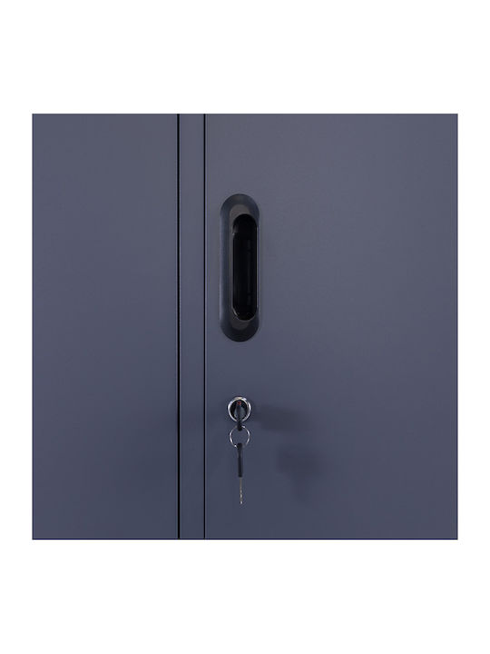 Metallischer Galvanisierter Außenschrank mit Verriegelungsfunktion mit 3 Türen Anthrazit Matt Ohne Füße 90x45x185cm