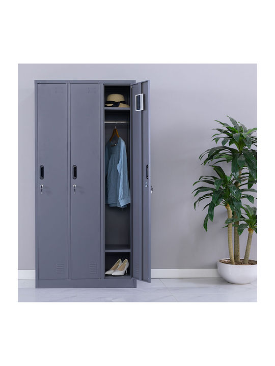 Metallischer Galvanisierter Außenschrank mit Verriegelungsfunktion mit 3 Türen Anthrazit Matt Ohne Füße 90x45x185cm