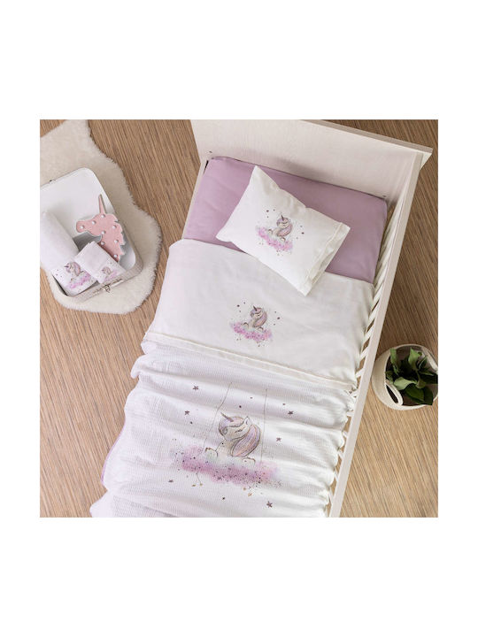 Borea Cloud Baby Sheets Set Crib Cotton Lilac 120x160cm 3pcs