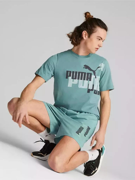 Puma Essentials+ Logo Power Bermudă Sportivă de Bărbați Verde