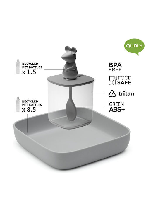 Qualy Lucky Mouse Set 4buc Cutii Uz General cu capac & Bază Plastic Transparent-Grey 250ml