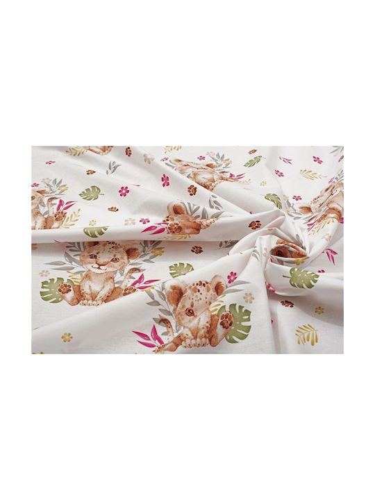 Dimcol Lion Cub Baby Sheets Set Crib Cotton Fitted Beige 120x160cm 3pcs