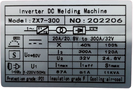 Liduo ZX7-300 Schweißmaschine Wechselrichter MMA mit maximalem Schweißstrom 300A und Einschaltdauer 40%