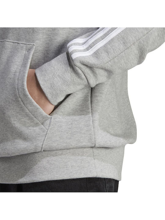 3-Stripes French Terry Sweatshirt with Hood Gray