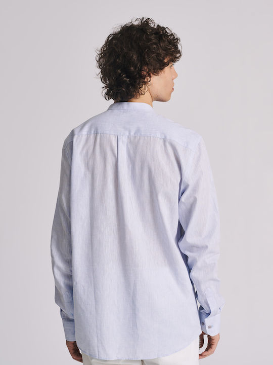 Staff Men's Shirt Long Sleeve Linen Light Blue