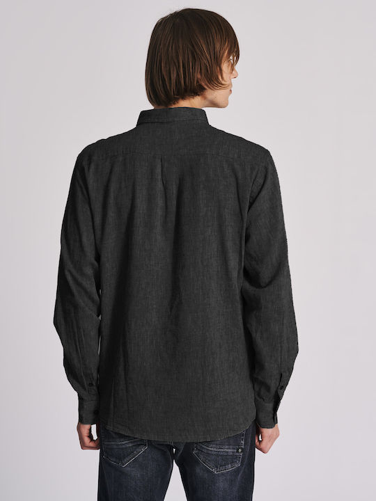 Staff Men's Shirt Long Sleeve Linen Black