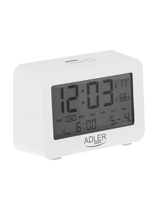 Adler Tabletop Digital Clock with Alarm White AD 1196