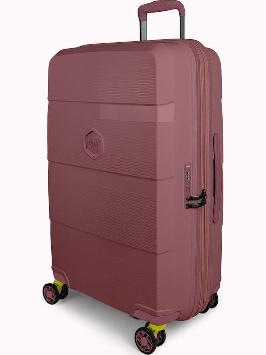 Bg Berlin Expandable Zip2 Large Travel Suitcase Hard Pink with 4 Wheels Height 69.5cm BG003/76/DPINK/26