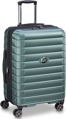 Delsey Slim Medium Travel Suitcase Hard Green with 4 Wheels Height 66cm