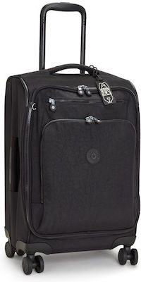 Kipling New Youri Spin Cabin Travel Suitcase Fabric Black with 4 Wheels Height 36cm.