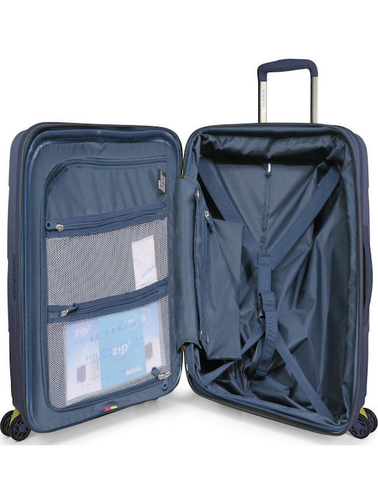 Bg Berlin Expandable Zip2 Large Hard Suitcase Navy Blue with 4 Wheels Height 69.5cm