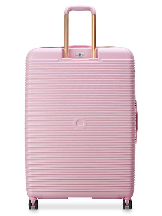 Delsey Freestyle Large Hard Pink Suitcase With 4 Wheels Height 82cm