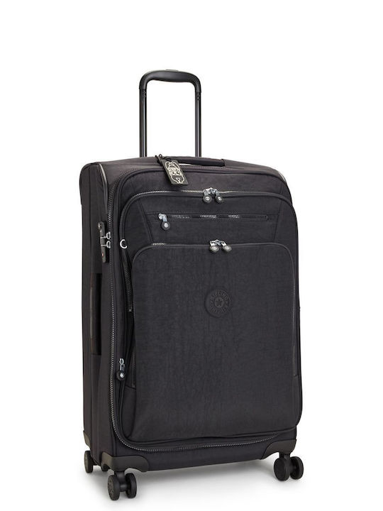 Kipling New Youri Medium Fabric Black Suitcase With 4 Wheels Height 68cm