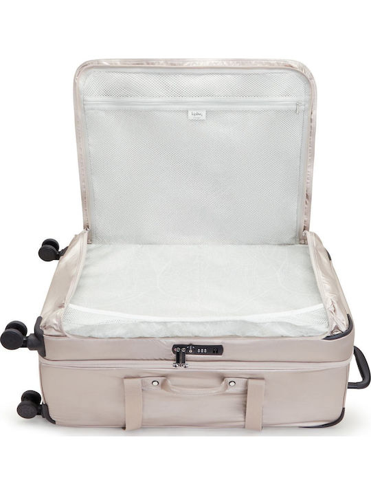 Kipling Spontaneous Μεγάλη Βαλίτσα Ταξιδίου Υφασμάτινη Ασημί με 4 Ρόδες Ύψους 78εκ.