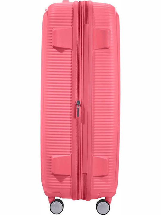 American Tourister Soundbox Large Hard Suitcase Sunkissed Coral With 4 Wheels Height 77cm