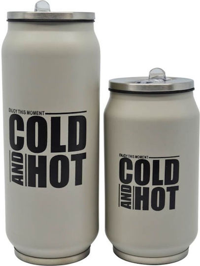 Ankor Cold And Hot Ποτήρι Θερμός Ανοξείδωτο 330ml Μπεζ με Επιστόμιο