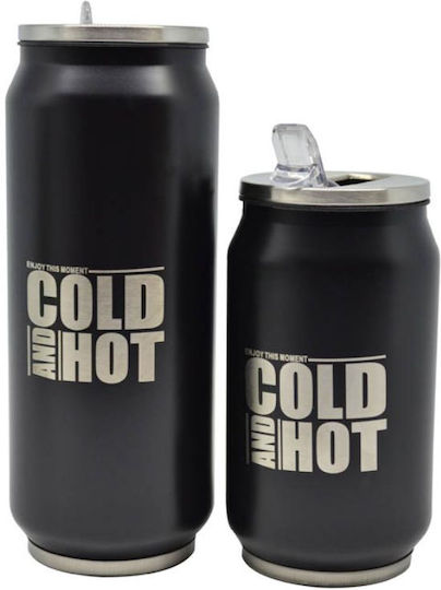 Ankor Cold And Hot Ποτήρι Θερμός Ανοξείδωτο 500ml Μαύρο με Επιστόμιο