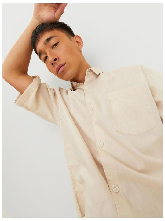 Short-sleeved Linen Shirt Moonbeam