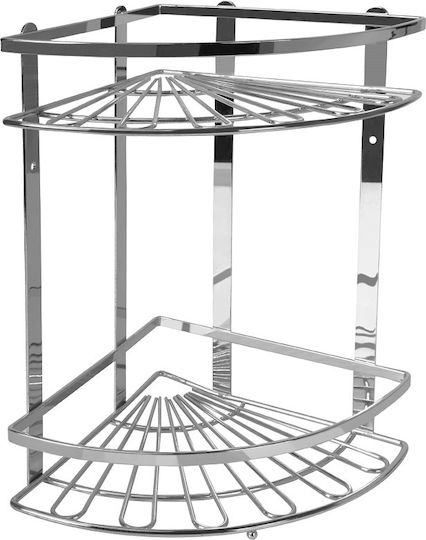 ArteLibre Colțar Montat pe perete Raft Baie Metal cu 2 Rafturi 35.4x25x33.5cm Argintie