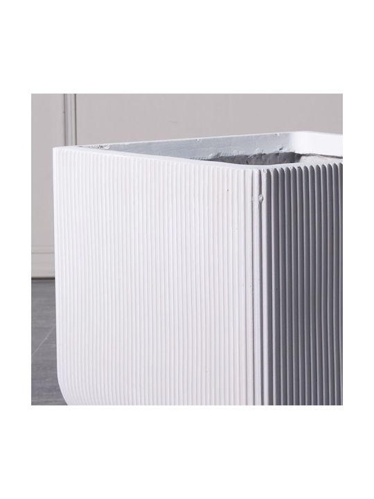 Supergreens Stripe Planter Ceramic White 24x23x23cm.
