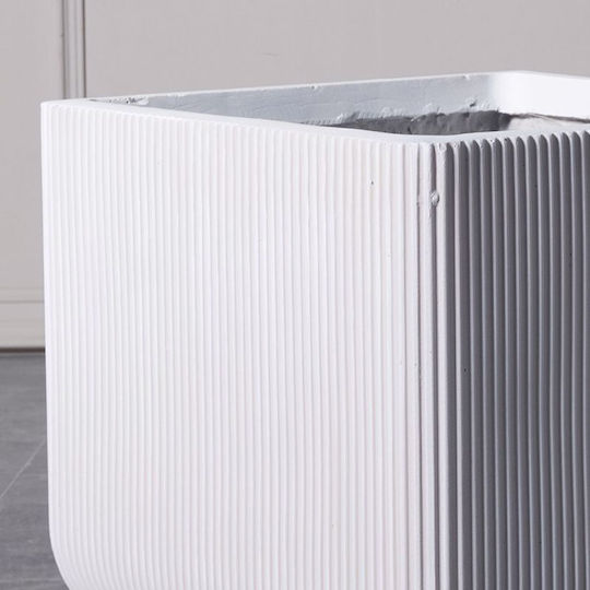 Supergreens Stripe Planter Ceramic White 24x23x23cm.