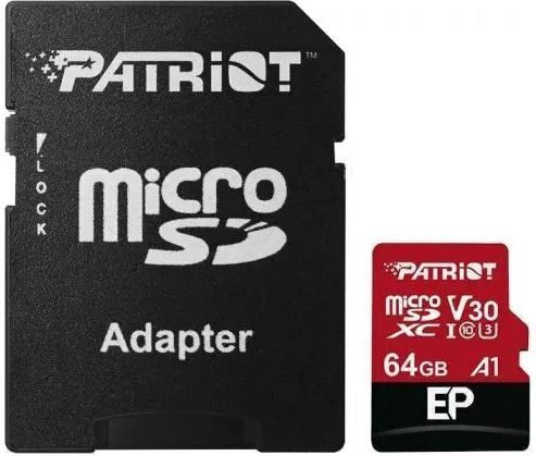 Patriot EP Series microSDXC 64GB U3 V30 A1 UHS-I 100MB/s με αντάπτορα