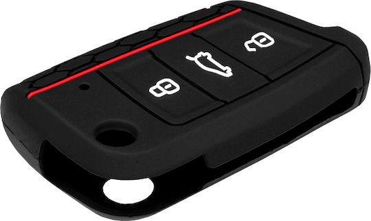Silicone Car Key Cover Case with 3 Buttons for Seat / Skoda / VW Black