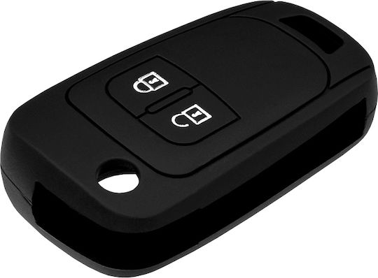 Silicone Car Key Cover Case with 2 Buttons for Opel Black 1005-08
