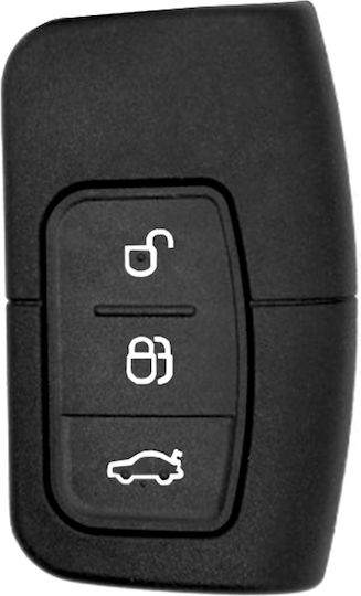 Θήκη Κλειδιού από Σιλικόνη με 3 Κουμπιά για Ford Kuga, Focus, S-Max σε Μαύρο Χρώμα