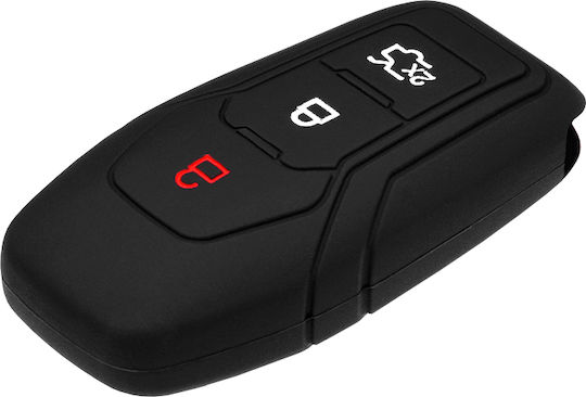 Silicone Car Key Cover Case Smart Key with 3 Buttons for Ford Black