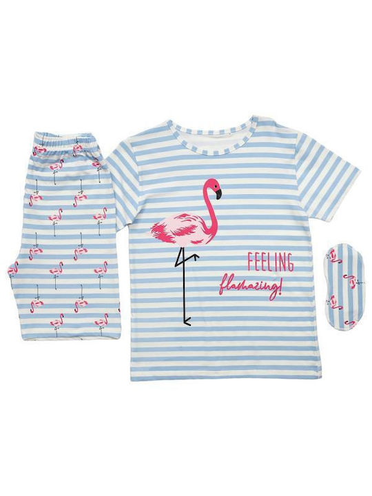 Εβίτα Set Top & Bottom Kids Summer Cotton Pyjamas Light Blue