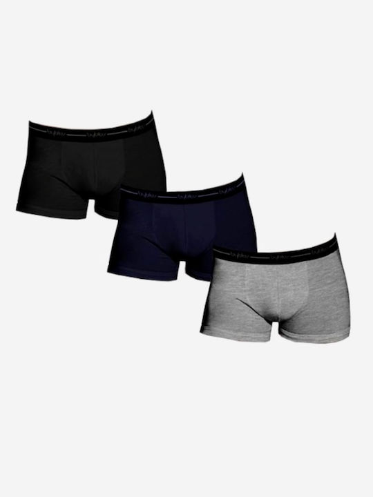 Men's Boxer Byblos - Cotton - Elasticated - 3 Pieces - Denim - Navy - Midnight