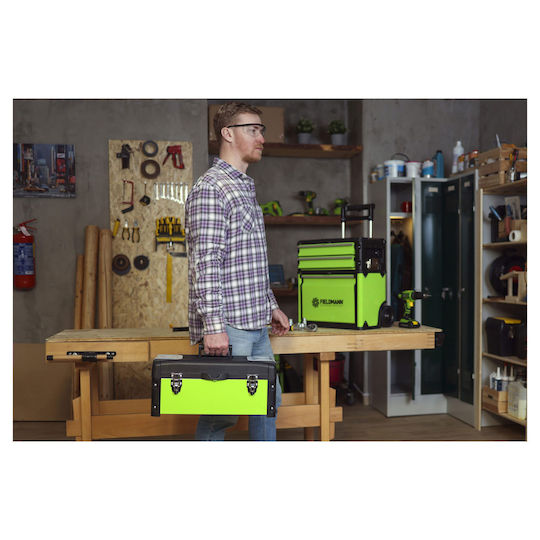Fieldmann Wheeled Plastic Tool Carrier 3 Slot with Toolbox W52xD32xH72.1cm FDN 4150