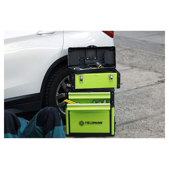 Fieldmann Wheeled Plastic Tool Carrier 3 Slot with Toolbox W52xD32xH72.1cm FDN 4150