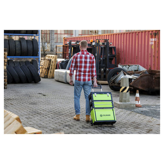 Fieldmann Wheeled Plastic Tool Carrier 3 Slot with Toolbox W52xD32xH72.1cm FDN 4150