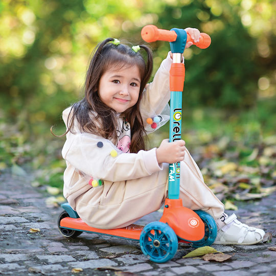 Lorelli Kids Scooter Foldable Tamtam 3-Wheel with LED Lighting for 3+ Years Orange