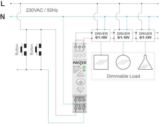 Master Electric Dimmer de comutare WiFi 10V